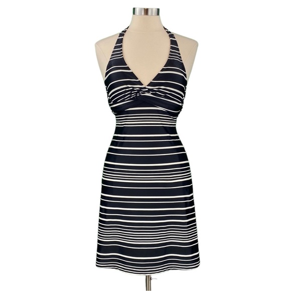 Athleta Other - Athleta Encinitas Tara Black Striped Halter Swim Dress